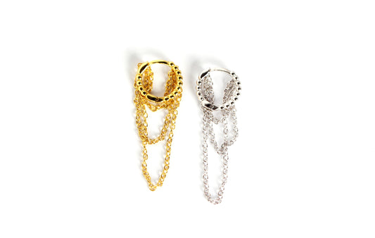 Luna Chain Drop Twist Hoop Earrings