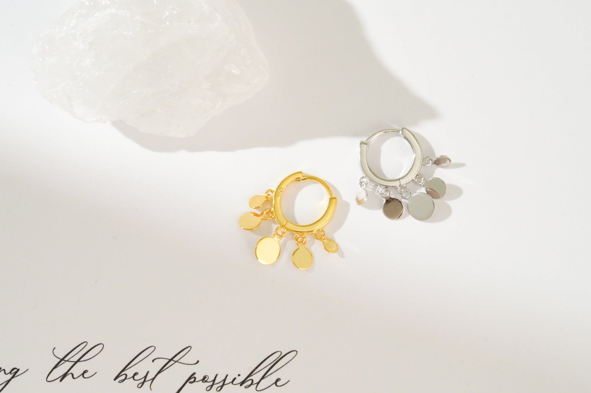 Mini Disc Drop Huggie Hoop Earrings Mini Disc Drop Huggie Hoop Earrings