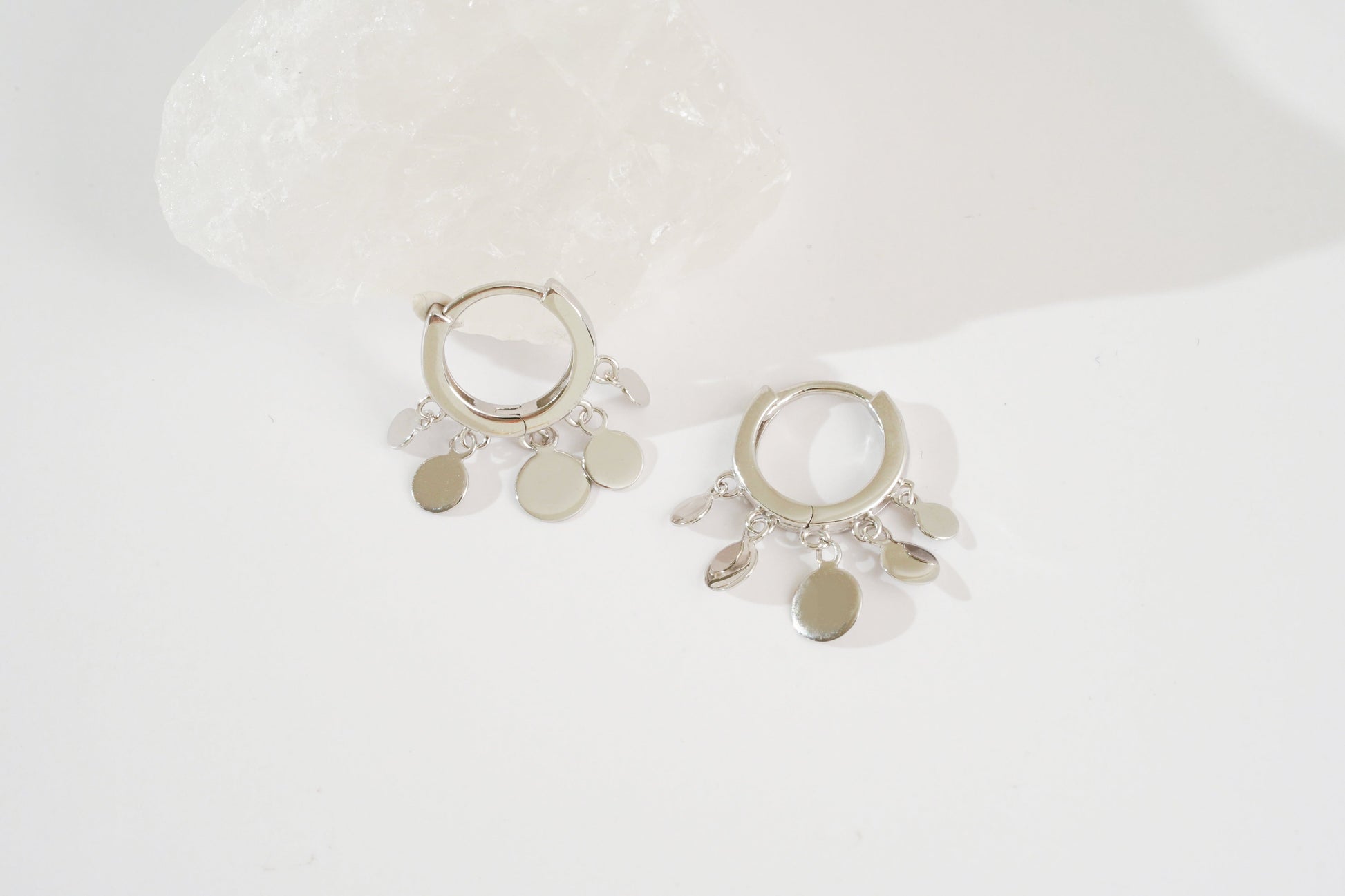 Mini Disc Drop Huggie Hoop Earrings Mini Disc Drop Huggie Hoop Earrings