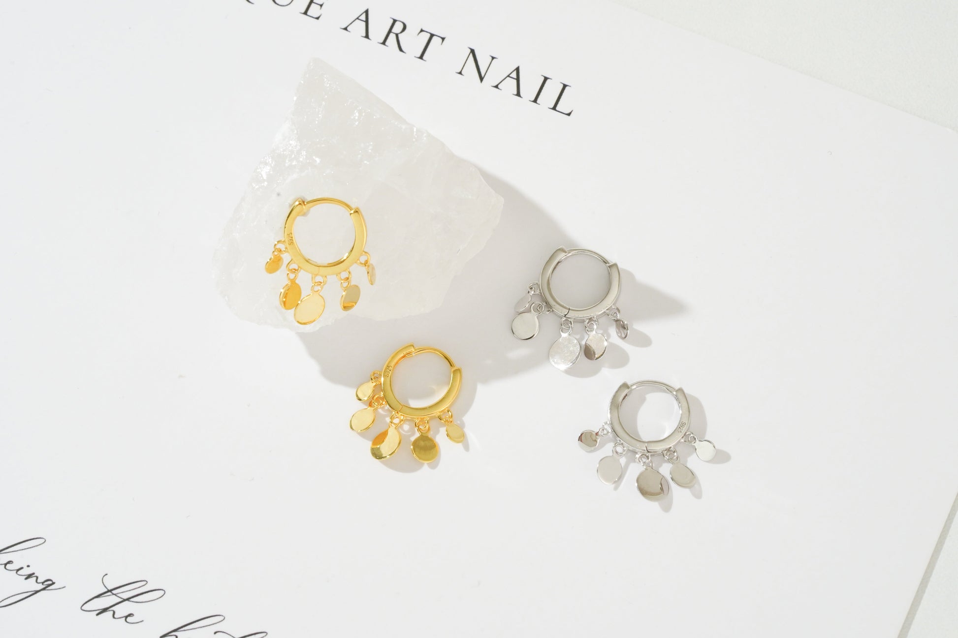 Mini Disc Drop Huggie Hoop Earrings Mini Disc Drop Huggie Hoop Earrings