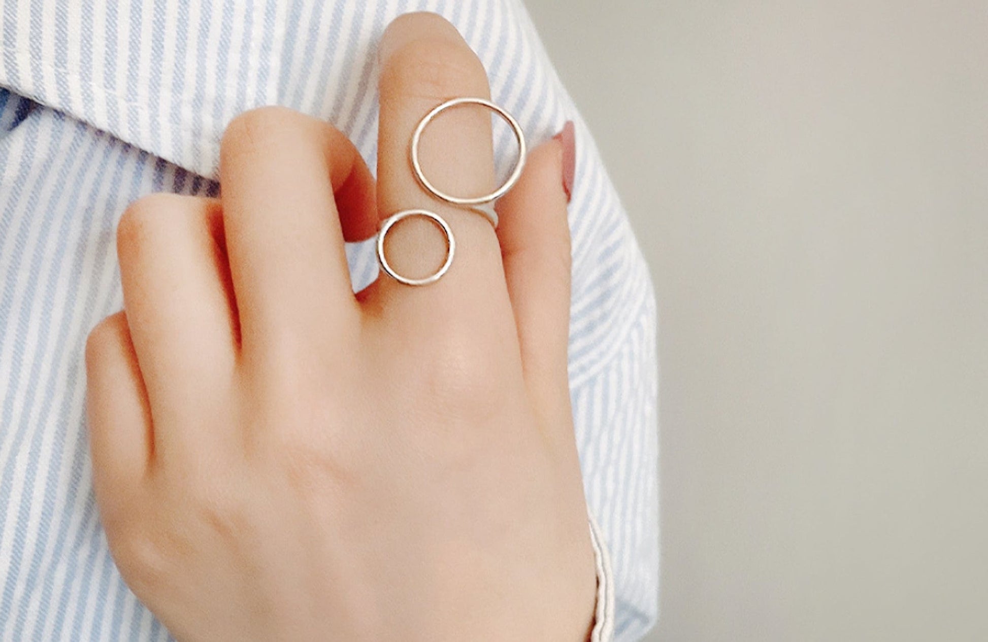 Sterling Silver Double Circle Statement Ring Sterling Silver Double Circle Statement Ring