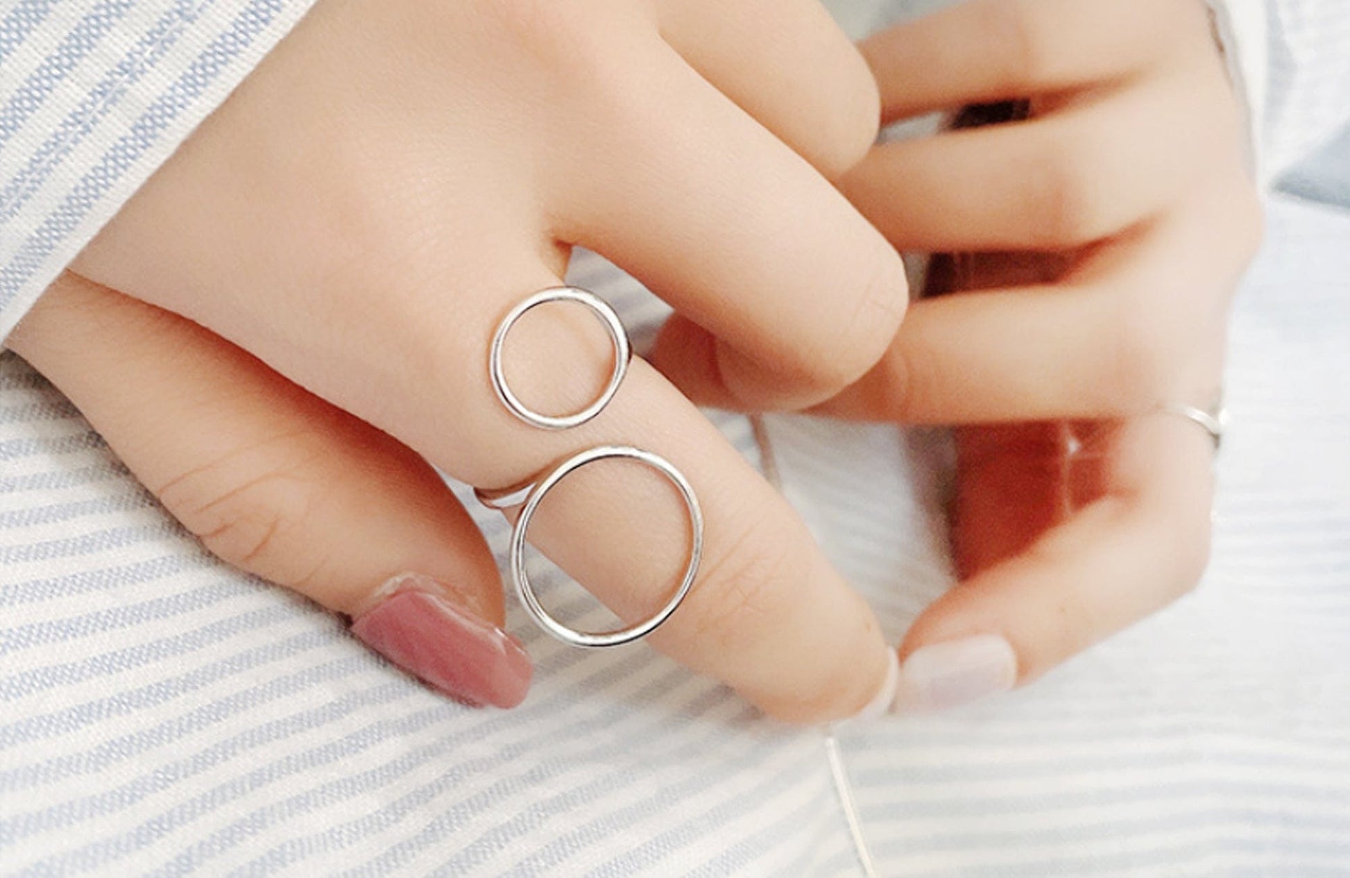 Sterling Silver Double Circle Statement Ring Sterling Silver Double Circle Statement Ring