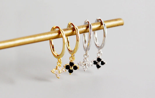 18K Gold Vermeil Four-Leaf Clover Huggie Hoop Earrings 18K Gold Vermeil Four-Leaf Clover Huggie Hoop Earrings