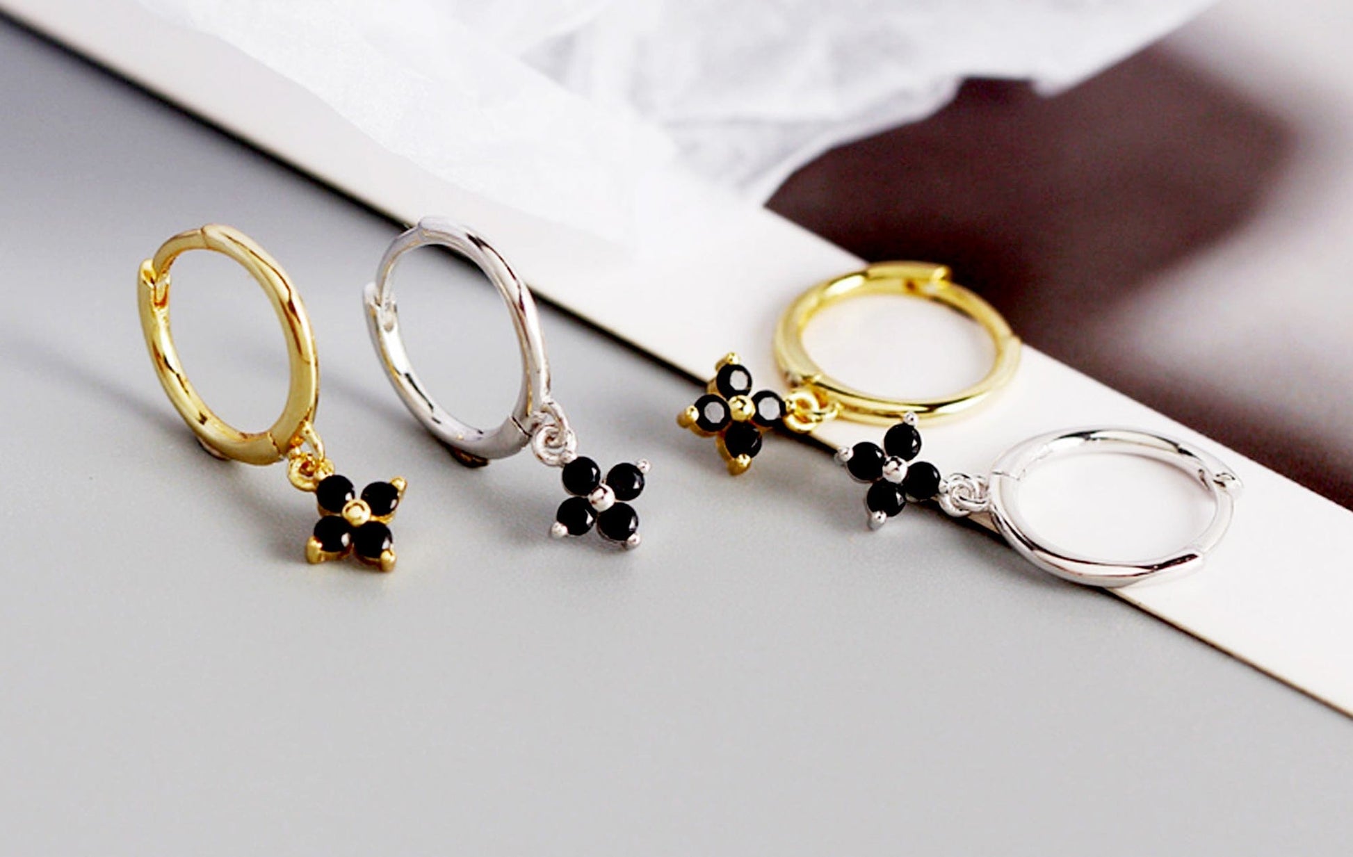 18K Gold Vermeil Four-Leaf Clover Huggie Hoop Earrings 18K Gold Vermeil Four-Leaf Clover Huggie Hoop Earrings