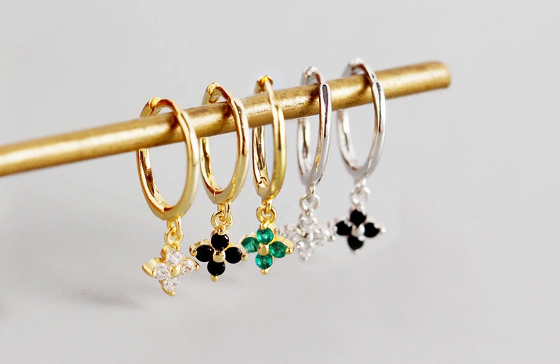 18K Gold Vermeil Four-Leaf Clover Huggie Hoop Earrings 18K Gold Vermeil Four-Leaf Clover Huggie Hoop Earrings
