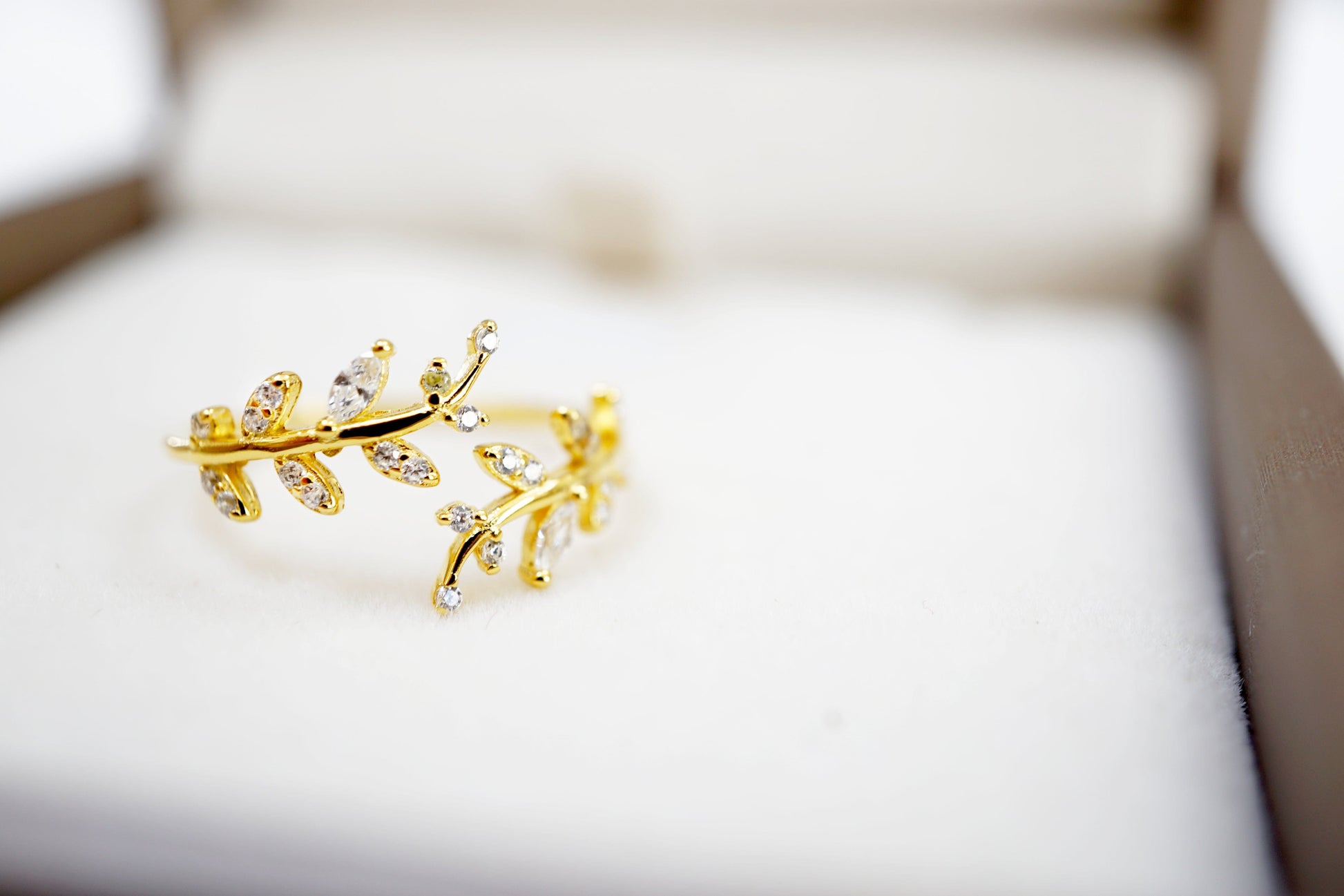 Gold Silver or Gold Cubic Zirconia Leaf Wrap Ring Silver or Gold Cubic Zirconia Leaf Wrap Ring