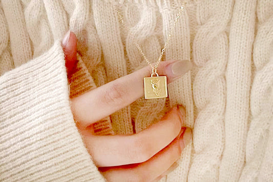 Gold Rose Medallion Pendant Necklace