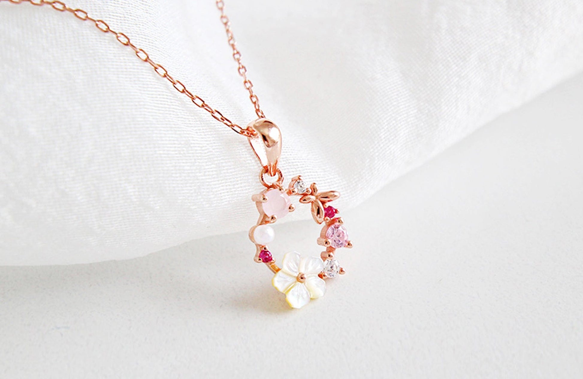 Rose Gold Blossom Charm Necklace Rose Gold Blossom Charm Necklace