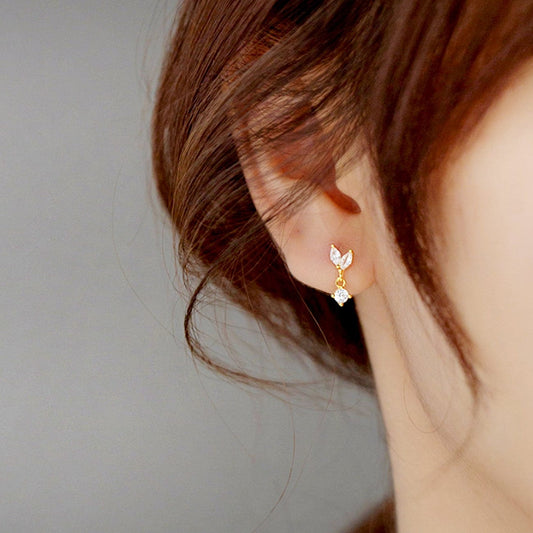 Mini Leaf Dangle Stud Earrings Mini Leaf Dangle Stud Earrings