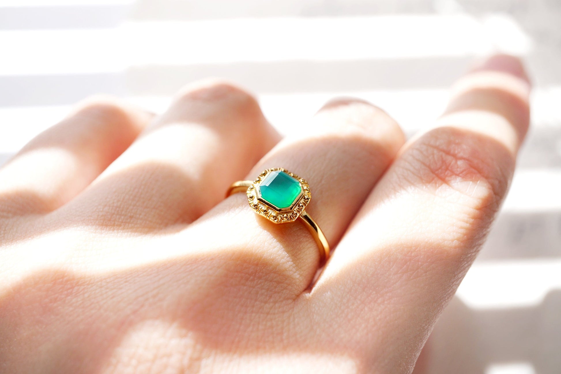 18K Gold Vermeil Asscher Cut Green Onyx Ring 18K Gold Vermeil Asscher Cut Green Onyx Ring