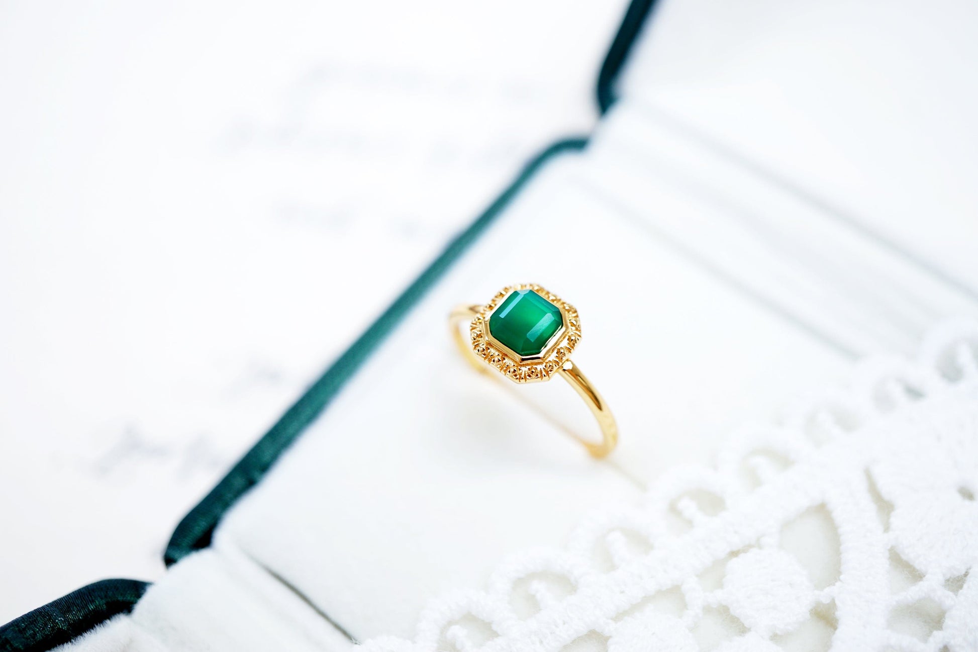 18K Gold Vermeil Asscher Cut Green Onyx Ring 18K Gold Vermeil Asscher Cut Green Onyx Ring
