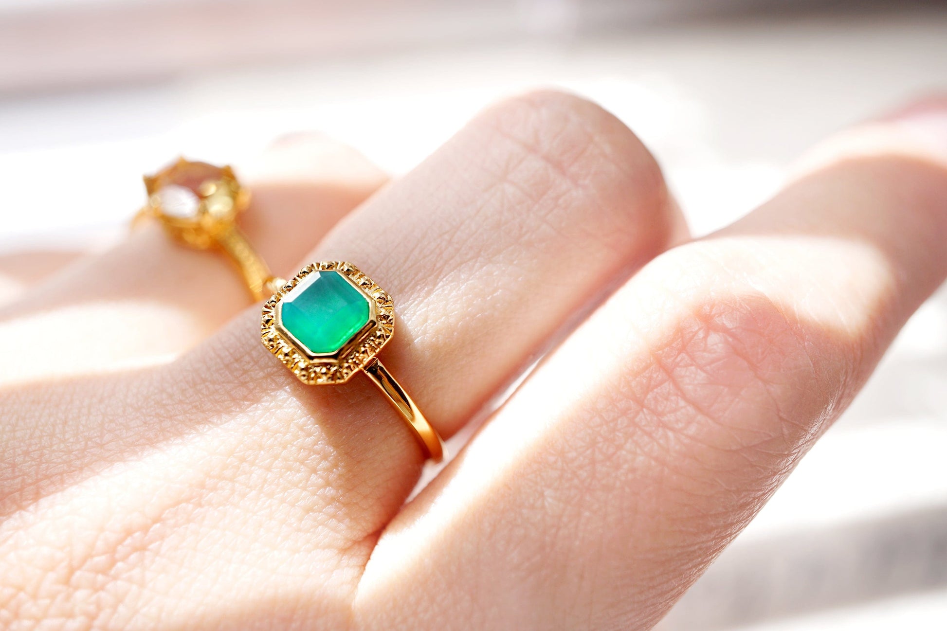 18K Gold Vermeil Asscher Cut Green Onyx Ring 18K Gold Vermeil Asscher Cut Green Onyx Ring