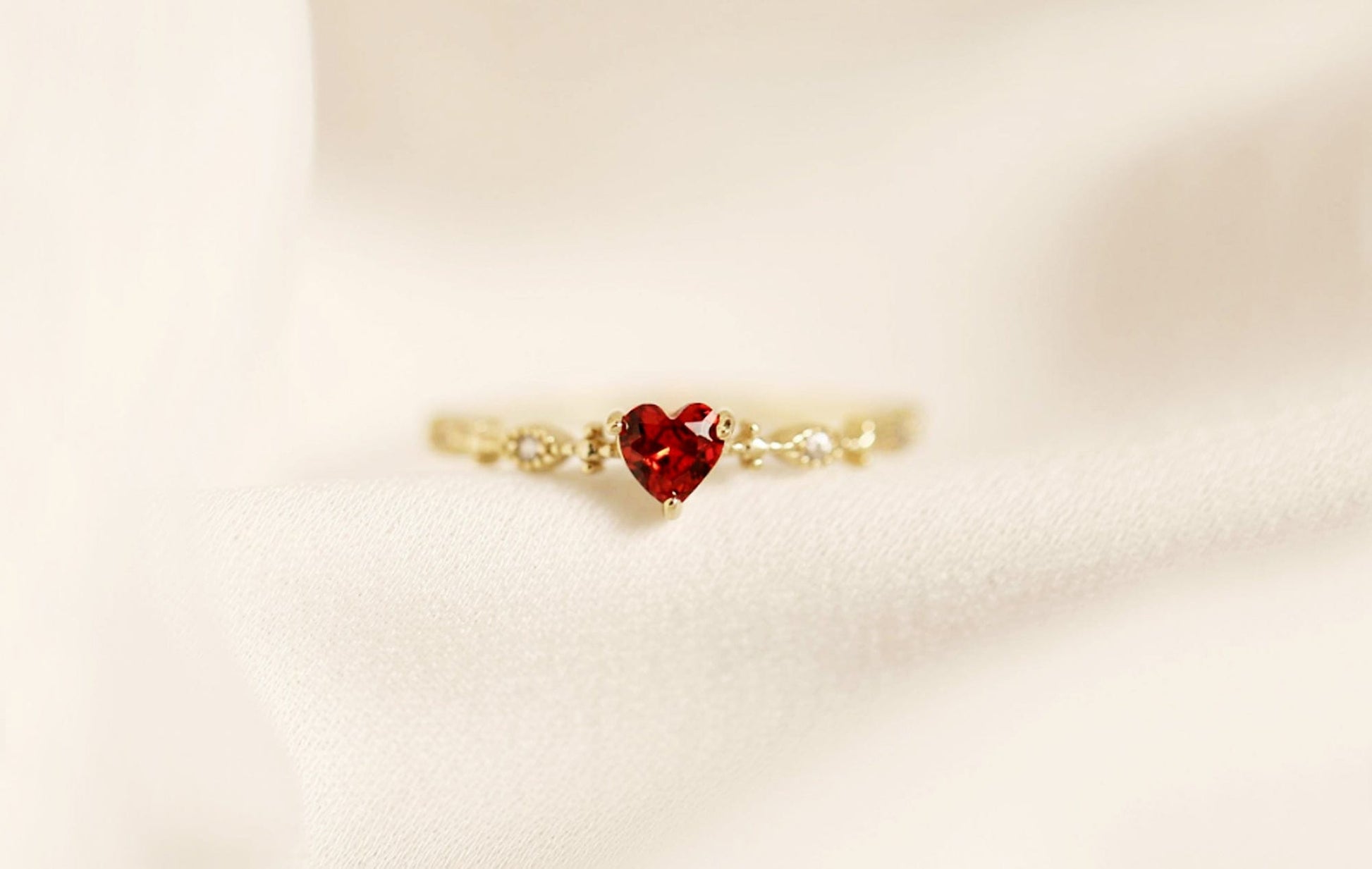 Adjustable Heart-Cut Ruby CZ Ring Adjustable Heart-Cut Ruby CZ Ring