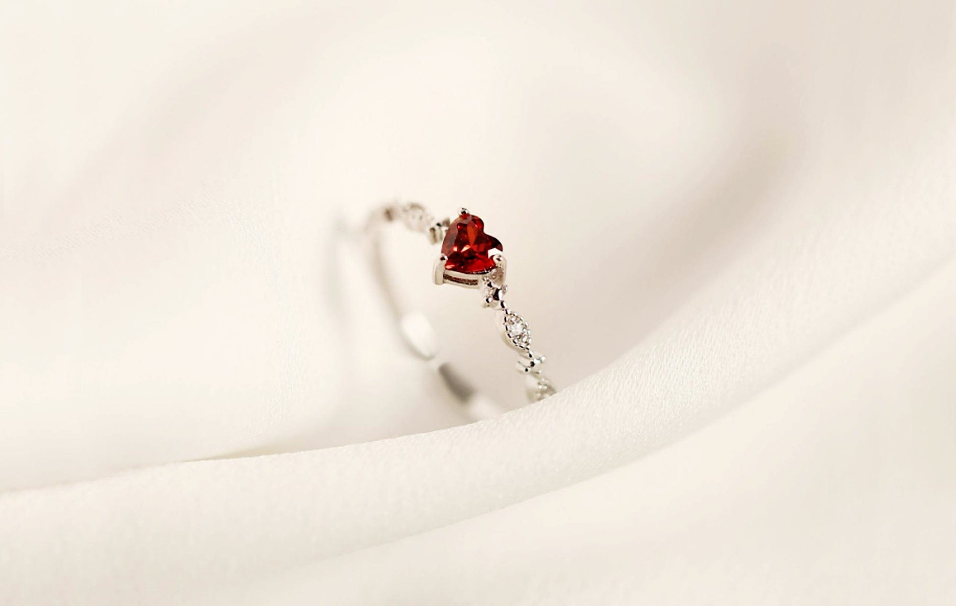 Adjustable Heart-Cut Ruby CZ Ring Adjustable Heart-Cut Ruby CZ Ring