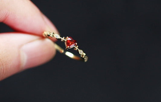 Adjustable Heart-Cut Ruby CZ Ring Adjustable Heart-Cut Ruby CZ Ring