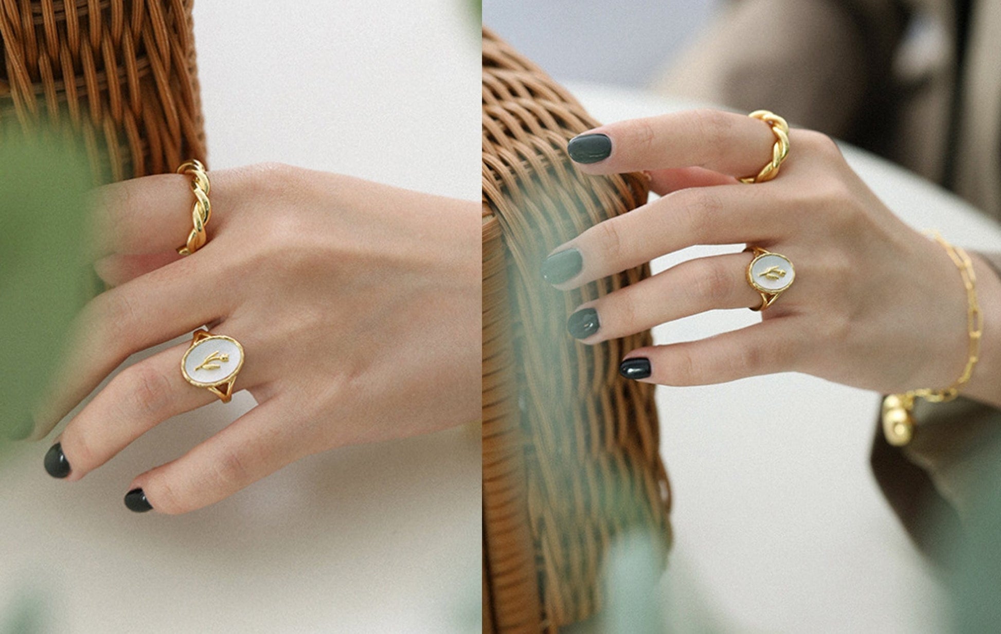 Tulip Flower Mother of Pearl Signet Ring in Sterling Silver Tulip Flower Mother of Pearl Signet Ring in Sterling Silver