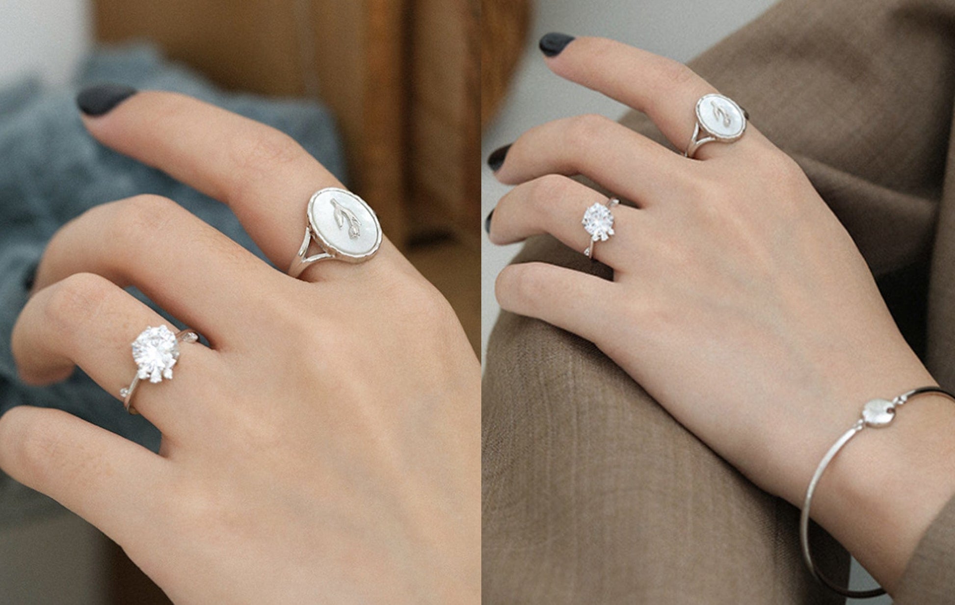 Tulip Flower Mother of Pearl Signet Ring in Sterling Silver Tulip Flower Mother of Pearl Signet Ring in Sterling Silver