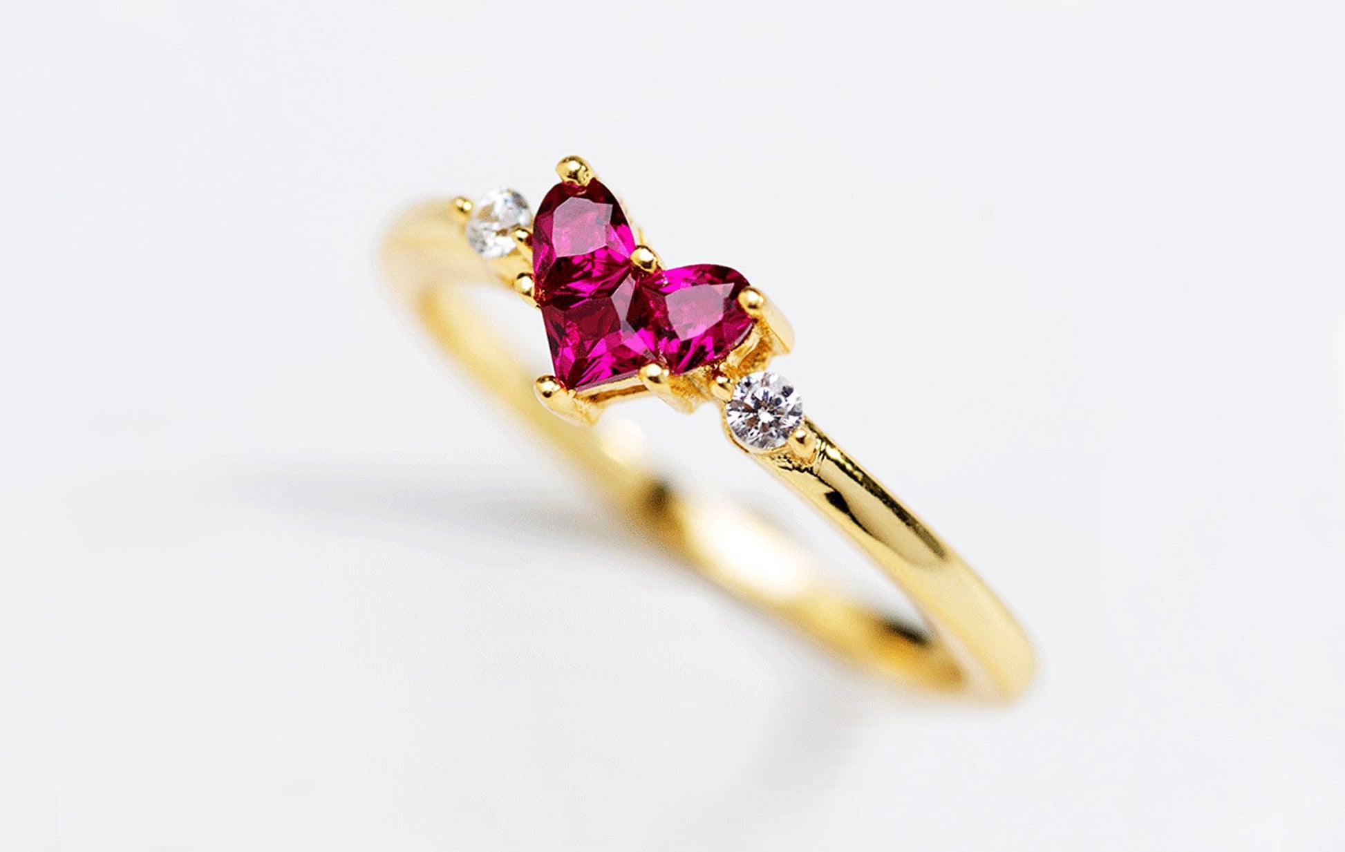 14K Gold Ruby Love Heart Ring Discover the 14K Gold Ruby Love Heart Ring - Perfect Stacking Gemstone Gift Ring