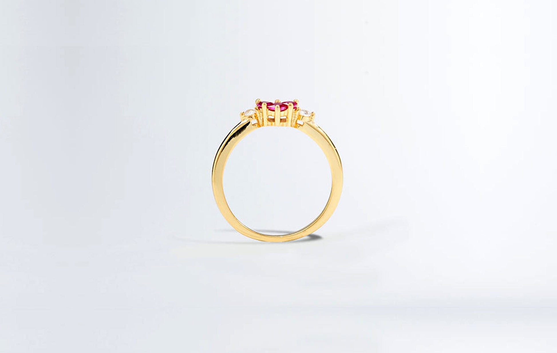 14K Gold Ruby Love Heart Ring Discover the 14K Gold Ruby Love Heart Ring - Perfect Stacking Gemstone Gift Ring