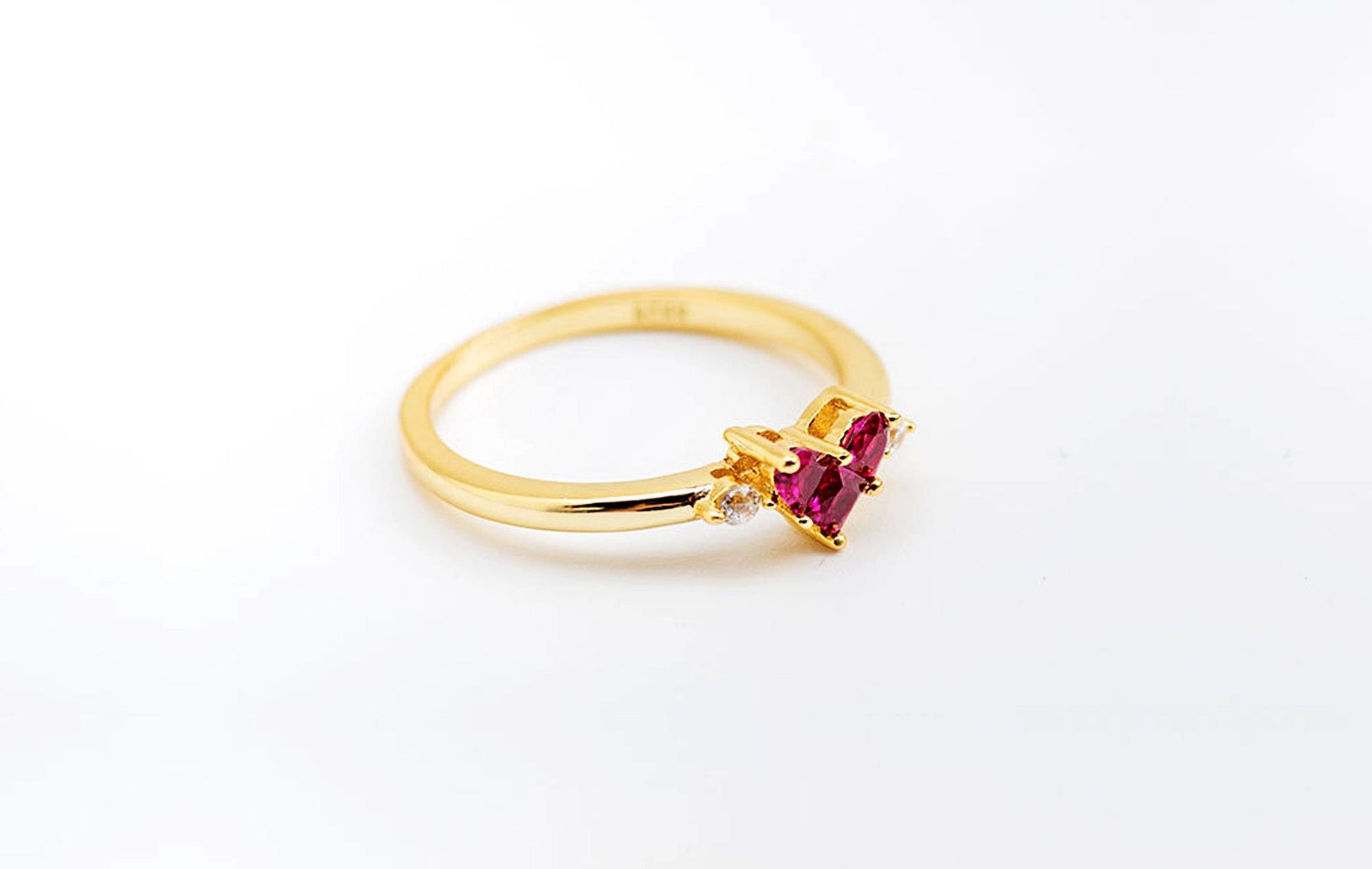 14K Gold Ruby Love Heart Ring Discover the 14K Gold Ruby Love Heart Ring - Perfect Stacking Gemstone Gift Ring