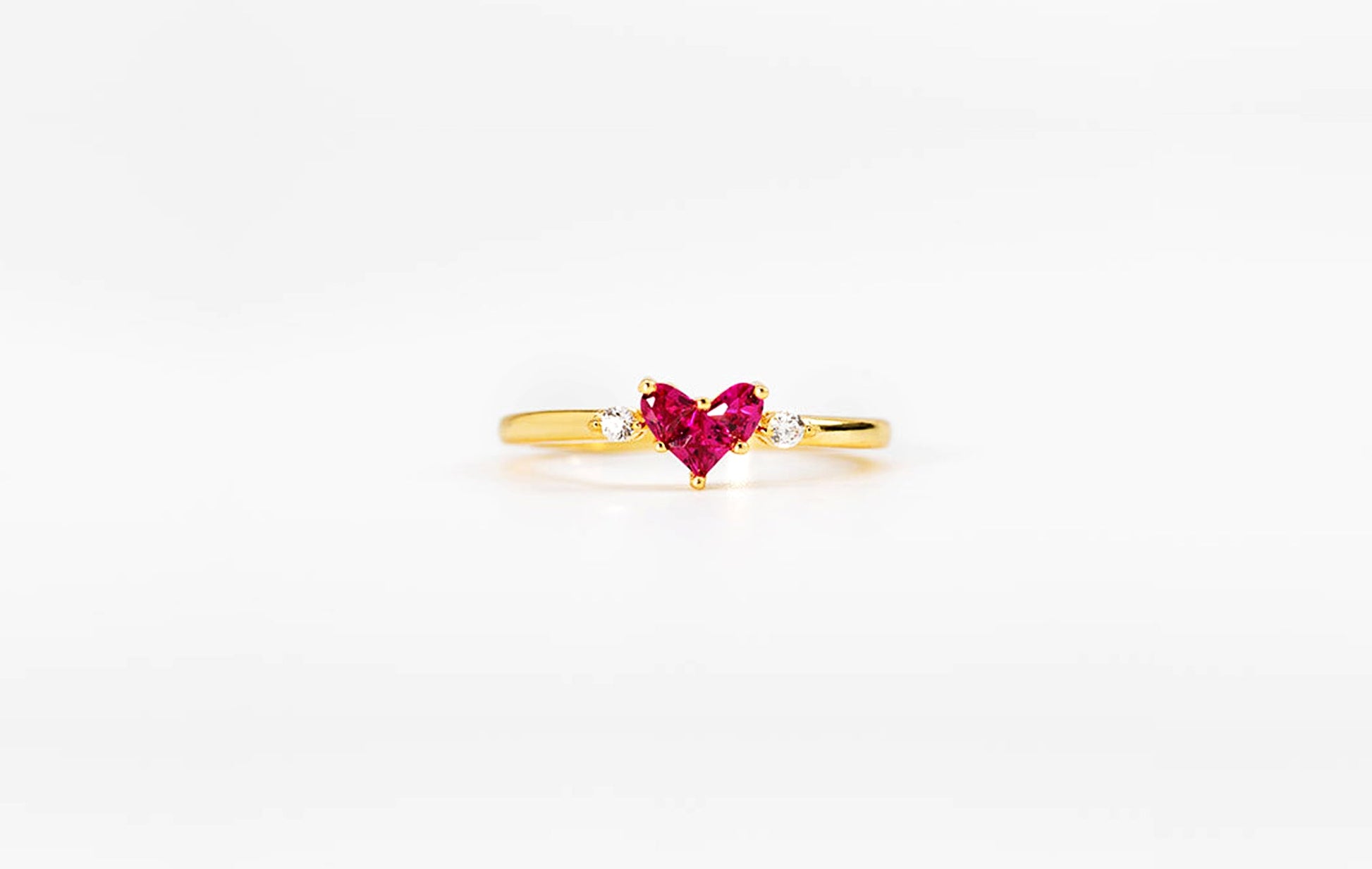 14K Gold Ruby Love Heart Ring Discover the 14K Gold Ruby Love Heart Ring - Perfect Stacking Gemstone Gift Ring
