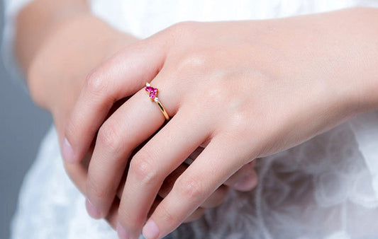 14K Gold Ruby Love Heart Ring Discover the 14K Gold Ruby Love Heart Ring - Perfect Stacking Gemstone Gift Ring