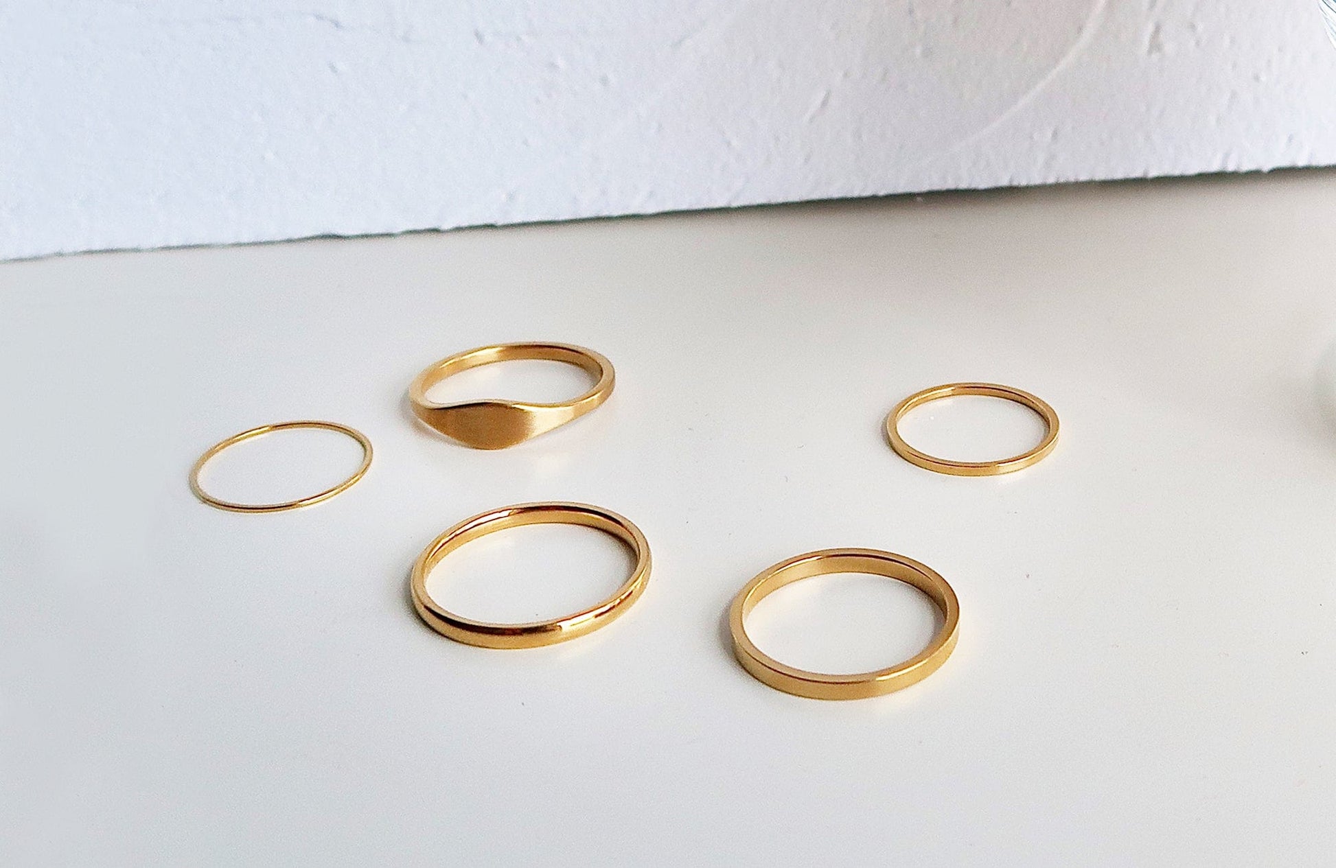 18K Gold Plated Skinny Stackable Titanium Ring 18K Gold Plated Skinny Stackable Titanium Ring