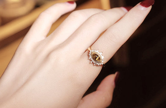 Natural Marquise Tiger Eye Stackable Ring Natural Marquise Tiger Eye Stackable Ring