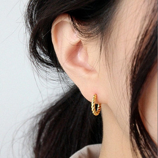 10MM Gold and Silver Twist Huggie Hoop Earrings 10MM Gold and Silver Twist Huggie Hoop Earrings