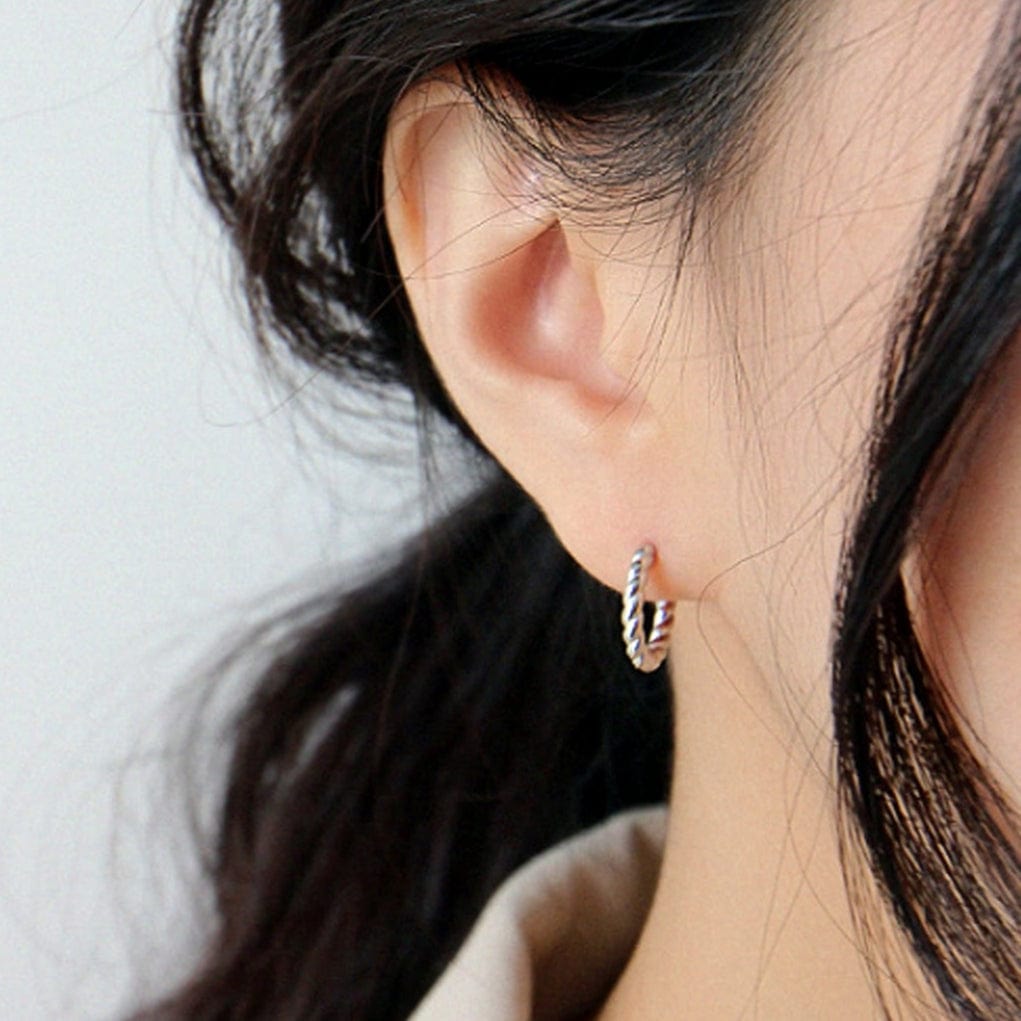 10MM Gold and Silver Twist Huggie Hoop Earrings 10MM Gold and Silver Twist Huggie Hoop Earrings