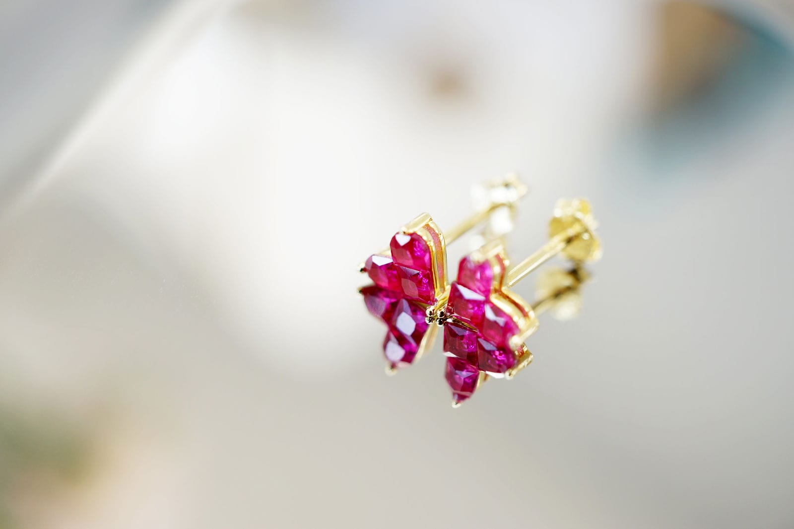 14K Gold Ruby Love Heart Stud Earrings 14K Gold Ruby Love Heart Stud Earrings - Perfect Stacking Gemstone Gift Earrings