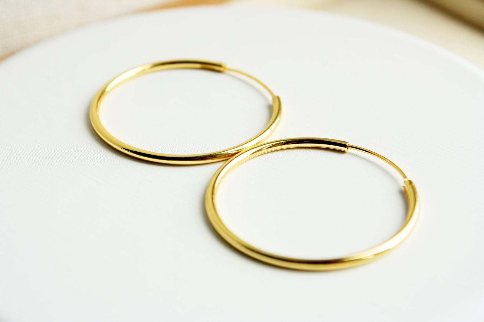 18K Gold Plain Endless Hoops - Audrey -  - 