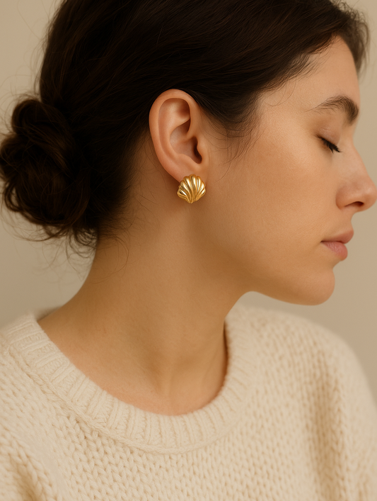 18K Gold Vermeil Ocean Shell Stud Earrings