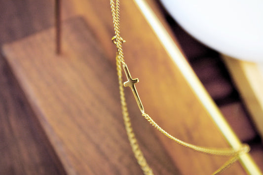 18K Gold 18K Gold Sideways Cross Choker Necklace Discover the Elegance of an 18K Gold Sideways Cross Choker Necklace - Perfect Layered Minimal Jewelry