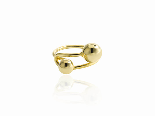 Sculptural Double Sphere Open Ring Sculptural Double Sphere Open Ring