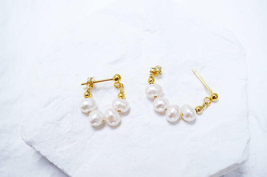 Mini Pearl Bead Hoop Earrings in 18K Gold Vermeil Mini Pearl Bead Hoop Earrings in 18K Gold Vermeil