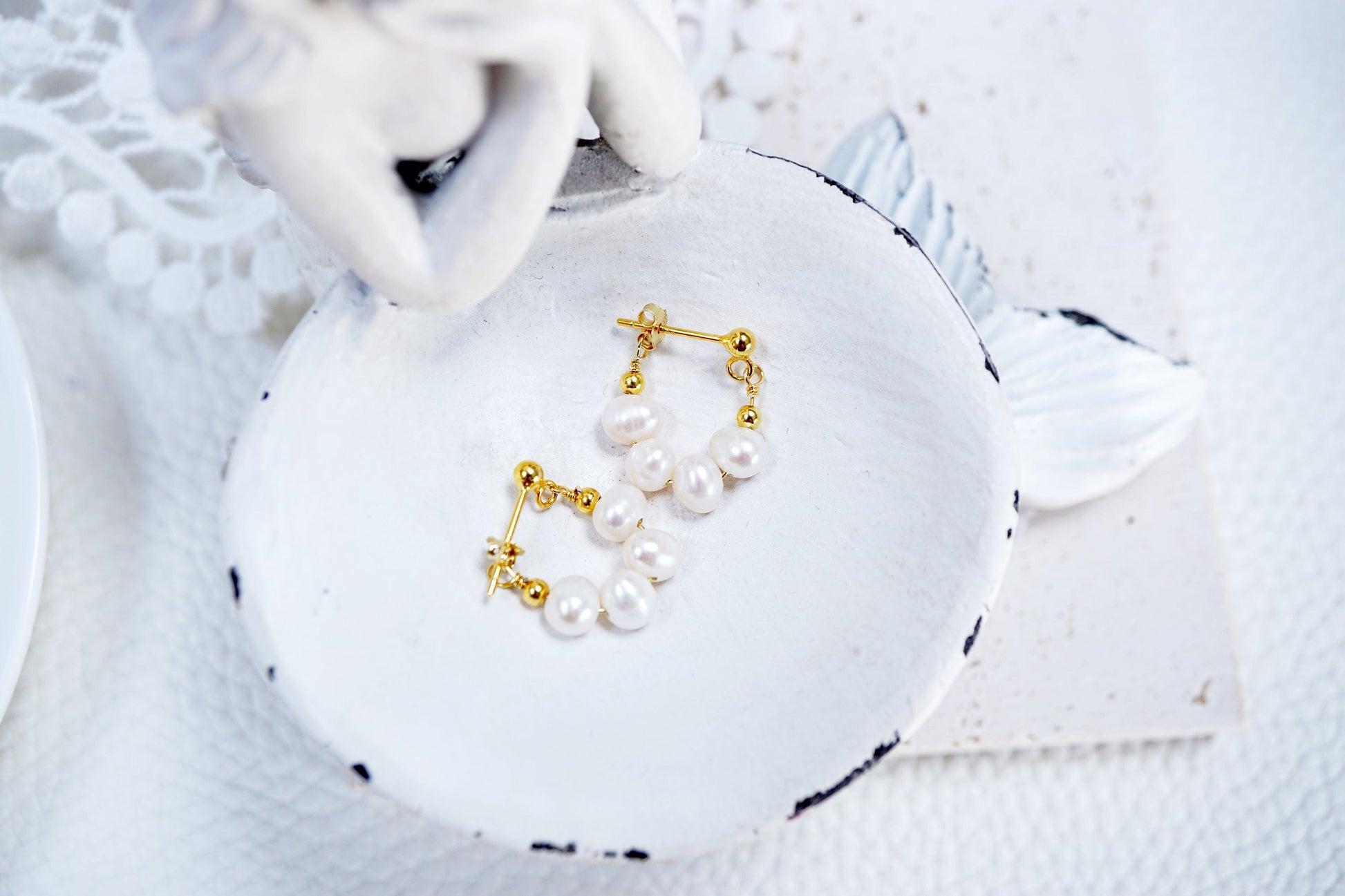 Mini Pearl Bead Hoop Earrings in 18K Gold Vermeil Mini Pearl Bead Hoop Earrings in 18K Gold Vermeil