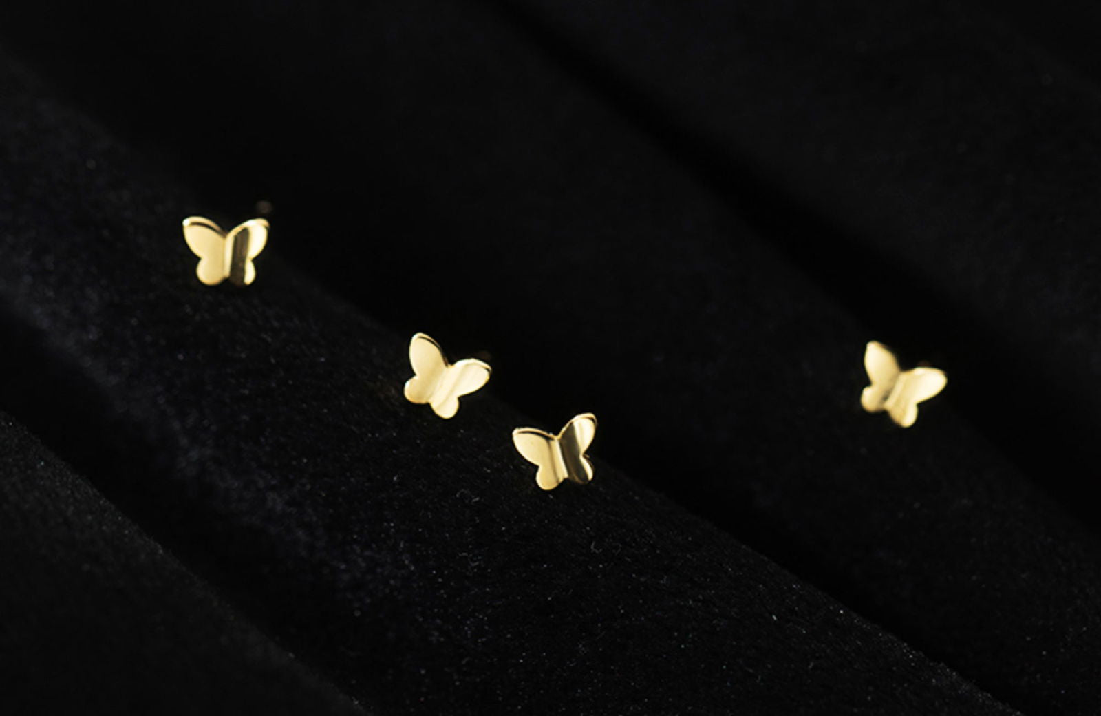 Gold and Silver Tiny Butterfly Stud Earrings - Audrey -  - 