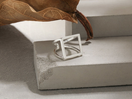 Gold and Silver Wide Square Ring - Audrey -  - 