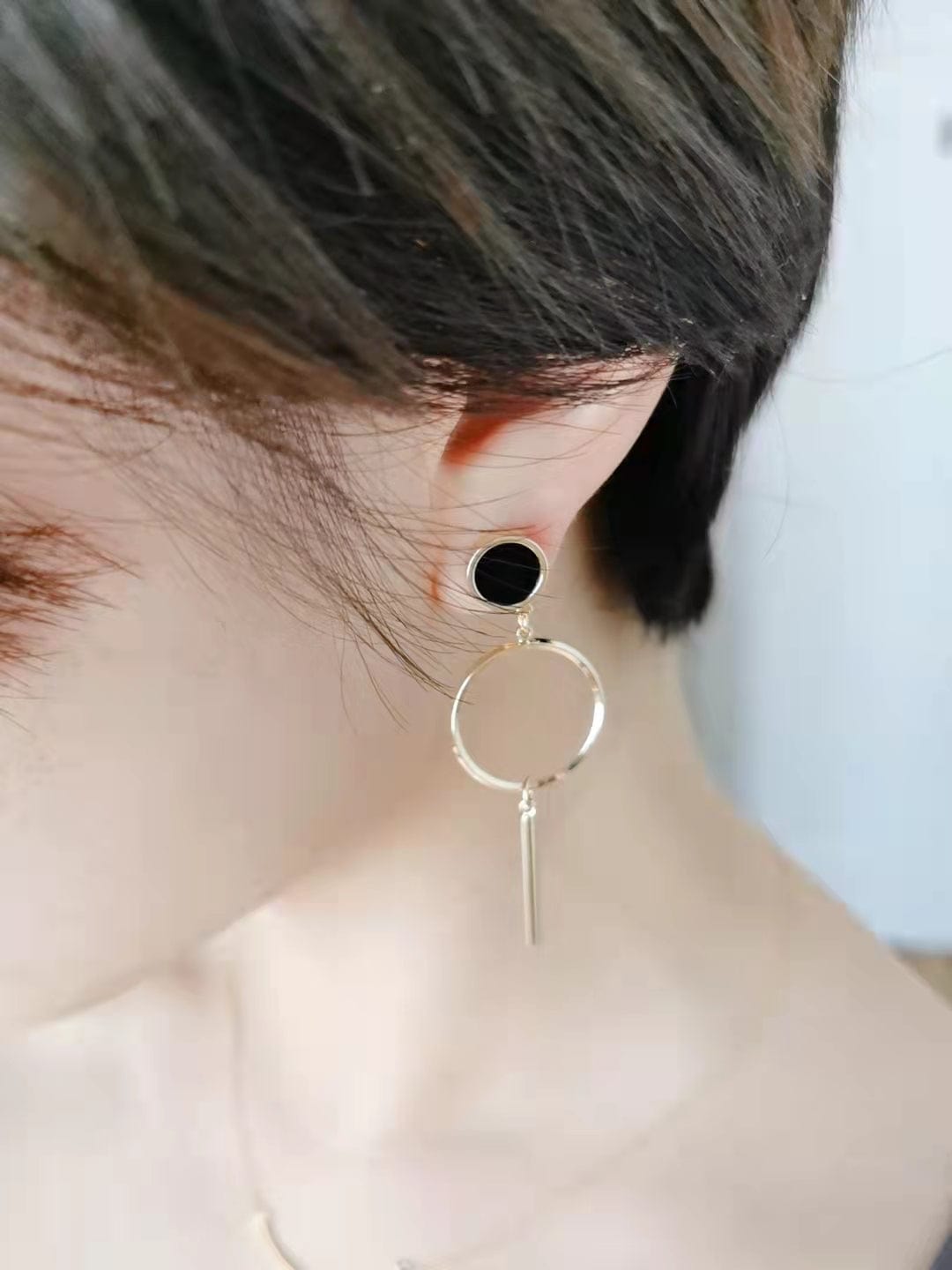 Gold Mismatched Hoop Drop Earrings Gold Mismatched Hoop Drop Earrings