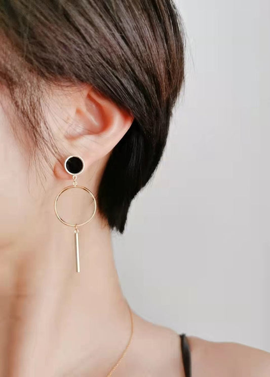 Gold Mismatched Hoop Drop Earrings Gold Mismatched Hoop Drop Earrings