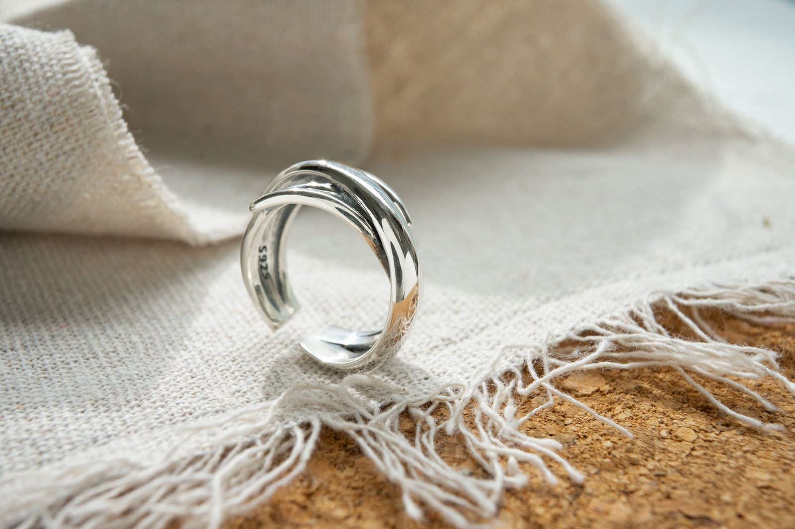 Sterling Silver Chuny Twist Wide Band Ring - Audrey -  - 