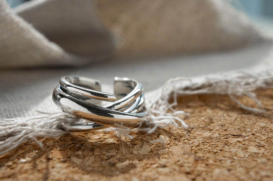 Sterling Silver Chuny Twist Wide Band Ring - Audrey -  - 