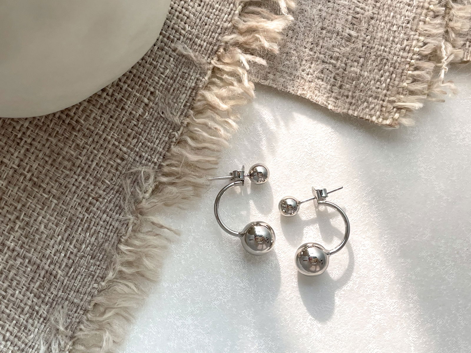 Sterling Silver Double Ball Ear Jacket - Audrey -  - 