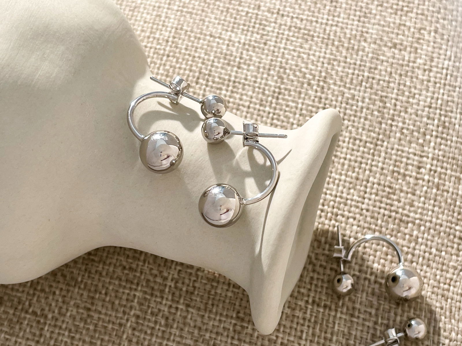 Sterling Silver Double Ball Ear Jacket - Audrey -  - 