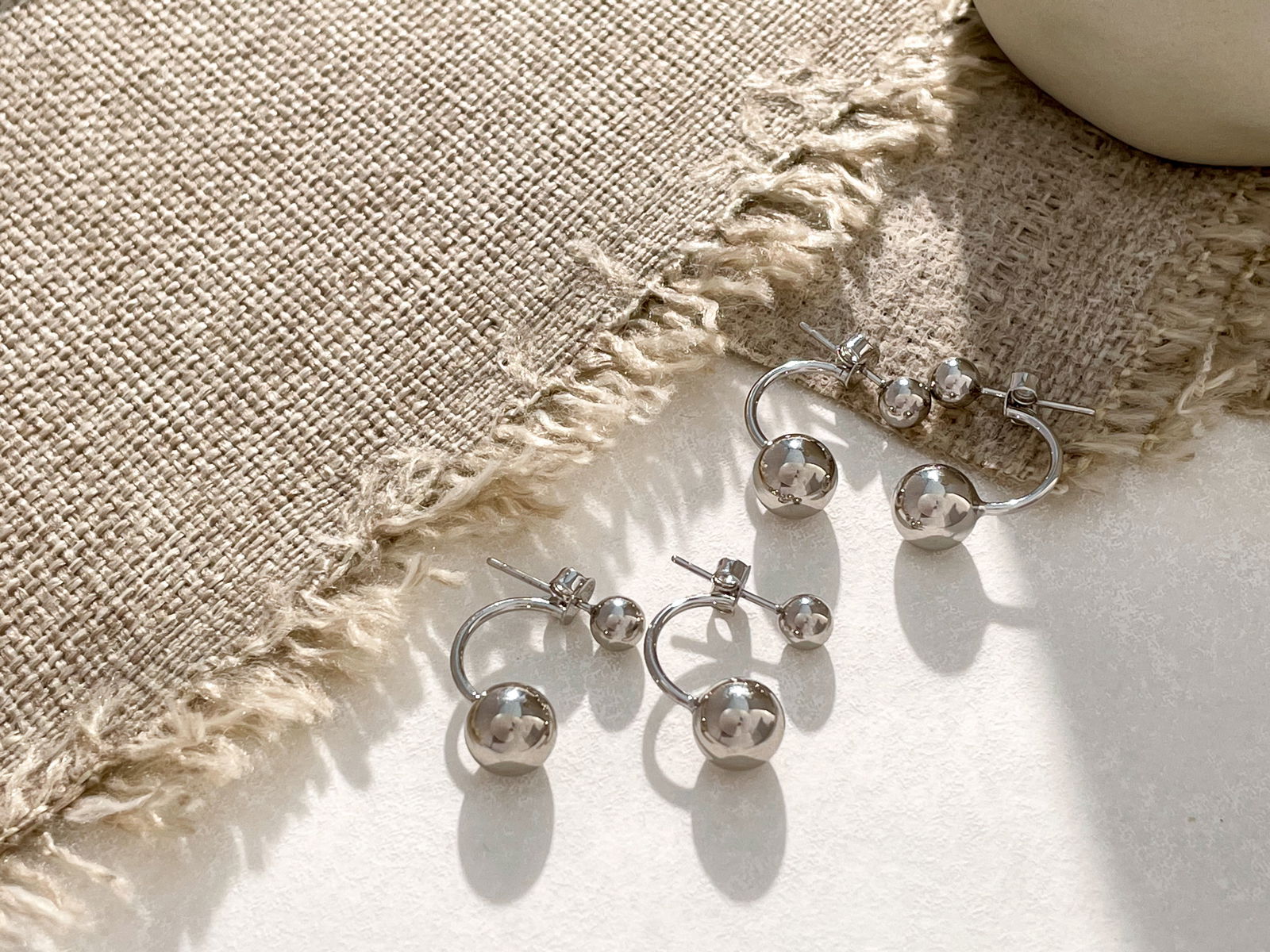 Sterling Silver Double Ball Ear Jacket - Audrey -  - 