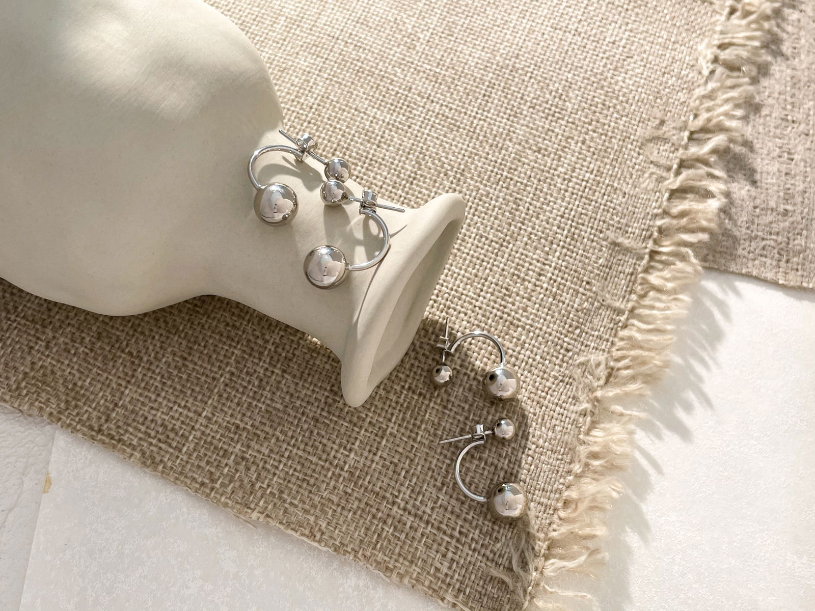 Sterling Silver Double Ball Ear Jacket - Audrey -  - 
