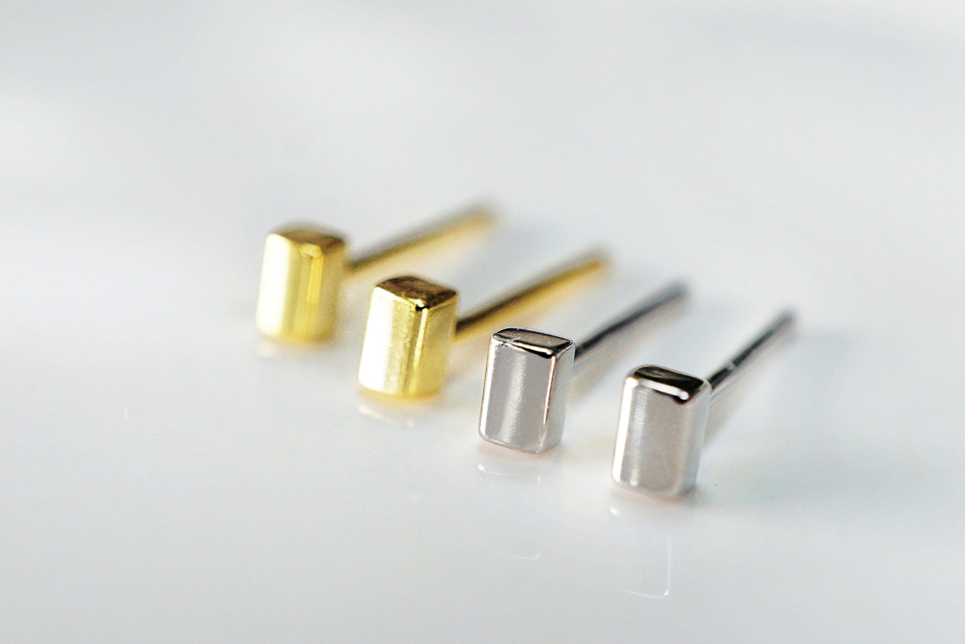 Tiny Gold Rectangle Stud Earrings Tiny Gold Rectangle Stud Earrings