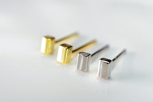 Tiny Gold Rectangle Stud Earrings Tiny Gold Rectangle Stud Earrings