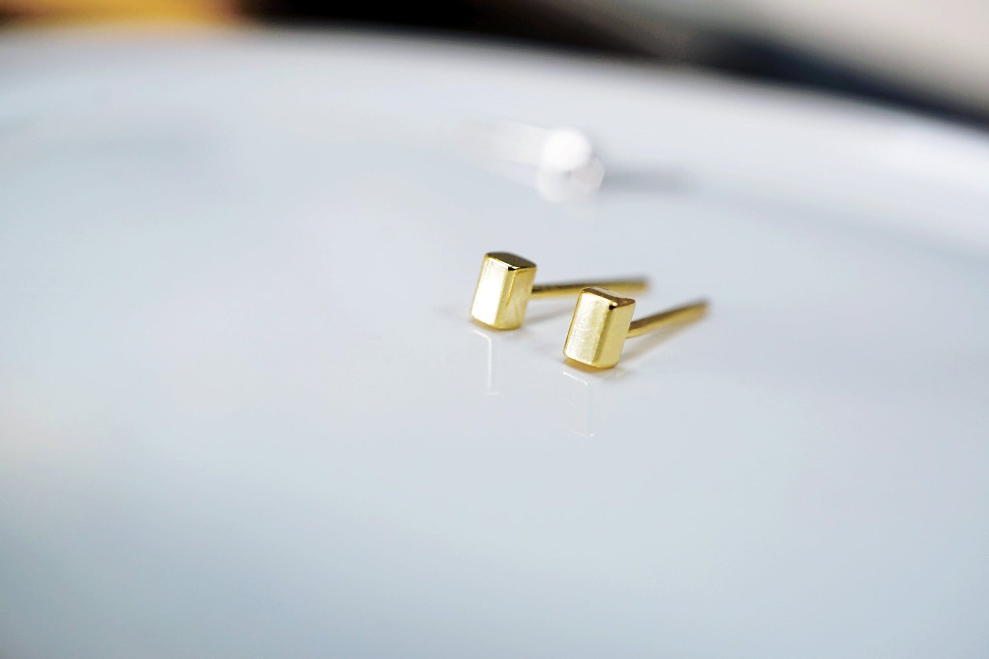 Tiny Gold Rectangle Stud Earrings Tiny Gold Rectangle Stud Earrings